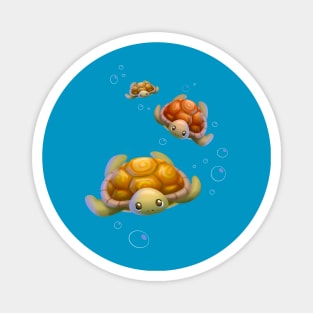 3 Cute Turtles Swimming Under the Sea Magnet